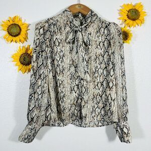Joie Snakeskin Tie Neck Blouse Size XS Women’s